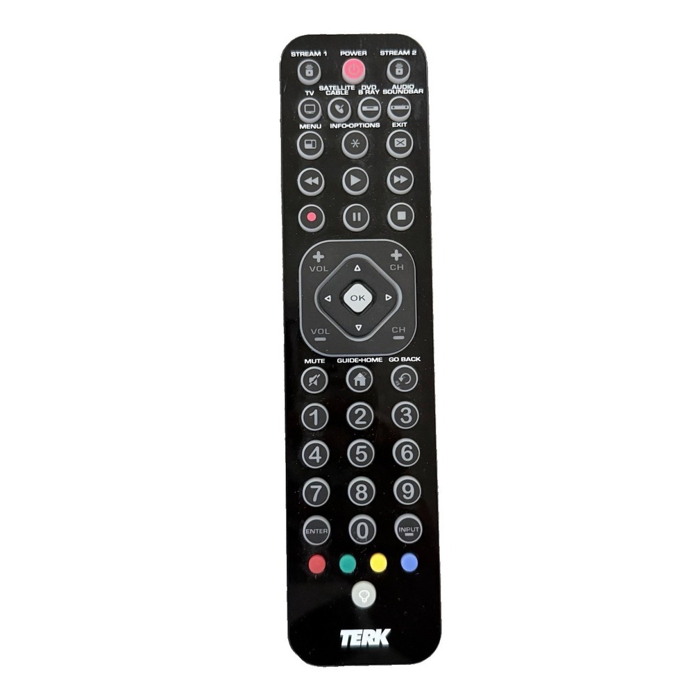 TERK TKRTBL06B 6 Device Backlit Universal Remote Control Black TKRTBL06B R26211
